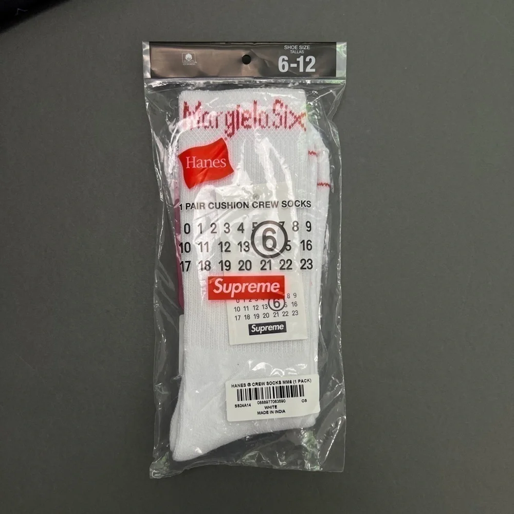 Supreme Maison Margiela MM6 Hanes Crew Socks